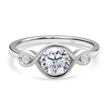 Moissanit Ring, 925 Silber rhodiniert (Gr&ouml;&szlig;e 16.00) ca. 1.00 ct