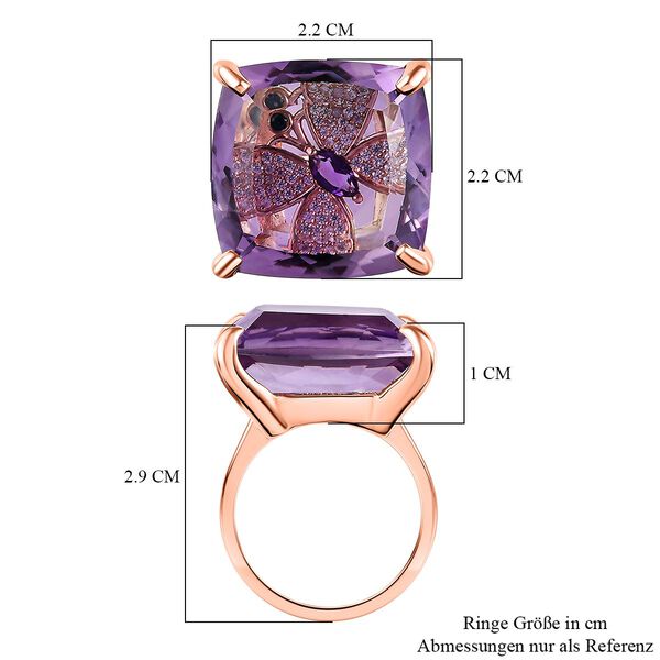 GP Trionfo Kollektion - AA Rose De France Amethyst und afrikanischer Amethyst, Zirkon und blauer Saphir-Ring - 27,65 ct. image number 7