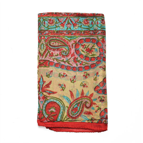 Luxuriöser Seidenschal mit Paisleymuster, 100% feinste Seide, Rot image number 7