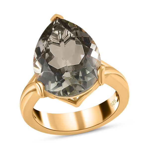 Prasiolite, Wei&szlig;er Zirkon Ring, 925 Silber vergoldet (Gr&ouml;&szlig;e 16.00) ca. 9.04 ct image number 3