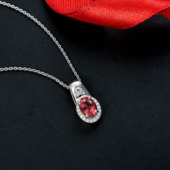 D'Joy AA Blush Turmalin, Moissanit Schmuckset ca. 50 cm 925 Silber rhodiniert ca. 1,04 ct.