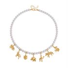 Weiße Muschelkernperle Halskette ca. 50 cm Legierung Standard gelb vergoldet