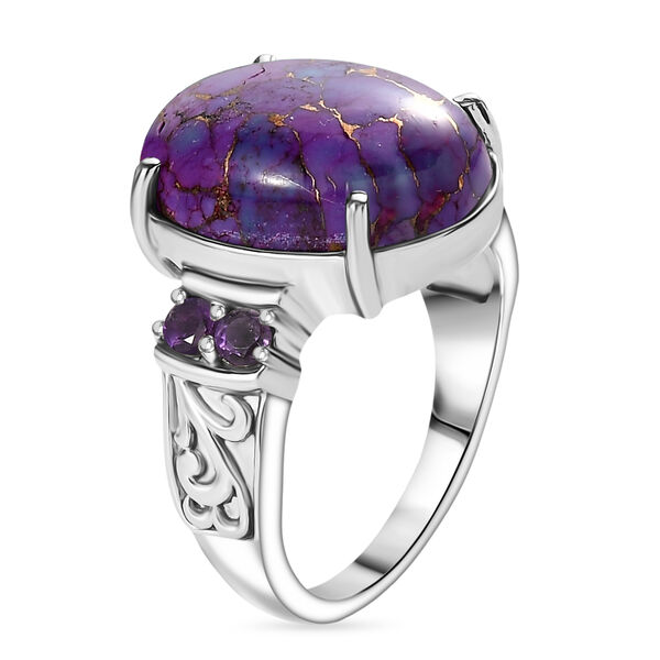 Lila T&uuml;rkis, Afrikanischer Amethyst Ring 316L Edelstahl (Gr&ouml;&szlig;e 16.00) ca. 10.06 ct image number 4
