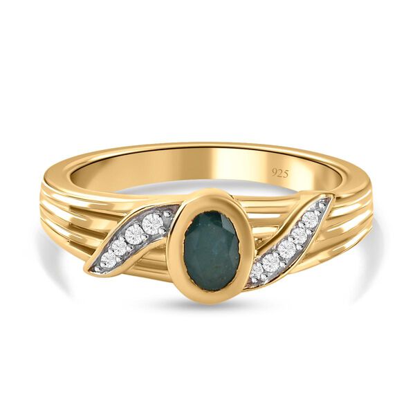 Grandidierit und wei&szlig;er Zirkon-Ring, 925 Silber vergoldet, ca. 0.53 ct image number 0