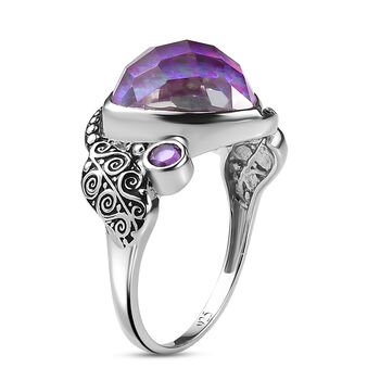 Sajen Silber-Opal Dublett, Regenbogen Lavendel Ring 925 Silber rhodiniert (Gr&ouml;&szlig;e 18.00) ca. 6.19 ct