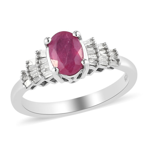 Fissure gefüllt Rubin und Diamant Ring 925 Silber platiniert  ca. 1,41 ct image number 5