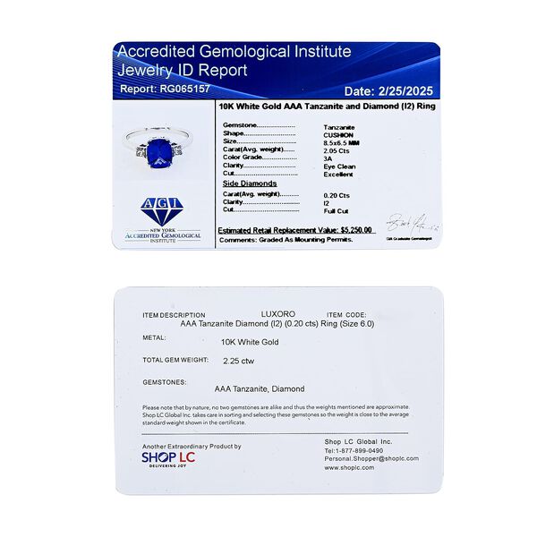 AAA Tansanit, Wei&szlig;er Diamant Ring 417 Gold (Gr&ouml;&szlig;e 19.00) ca. 2,25 ct image number 6