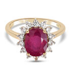 Afrikanischer Rubin und Zirkon Halo Ring 925 Silber vergoldet (Größe 16.00) ca. 3,30 ct