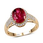 Iliana - AAA Rubellit und weißer Diamant-Ring, 750 Gold (Größe 18.00) ca. 3.00 ct
