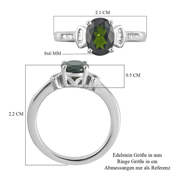 natürlicher Chromdiopsid und Diamant Ring 925 Silber platiniert  ca. 1,37 ct image number 7