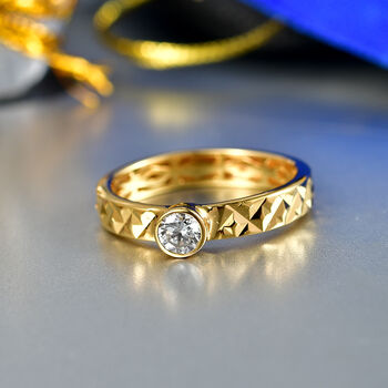 LUXURIANT SI-GH Labor Diamant Ring, 925 Silber 750 Gelbgold Vermeil - 0,25 ct.