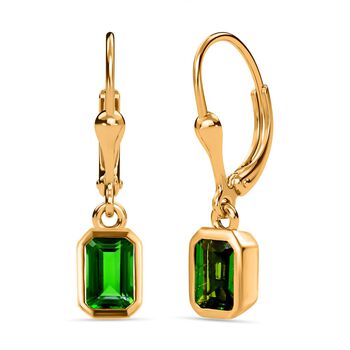 Nat&uuml;rliche Chromdiopsid Ohrringe, 925 Silber vergoldet ca. 1,17 ct