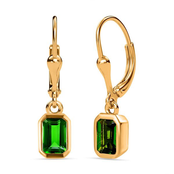 Nat&uuml;rliche Chromdiopsid Ohrringe, 925 Silber vergoldet ca. 1,17 ct