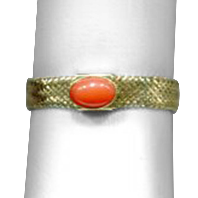 Italienische flexibel Ring emailliert Koralle (Größe 16-18) 375 Gelbgold image number 0
