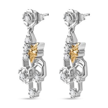 J Francis gefertigt mit SWAROVSKI - Zirkonia Ohrringe 925 Silber Rhodiniert und 750 Gelbgold Vermeil