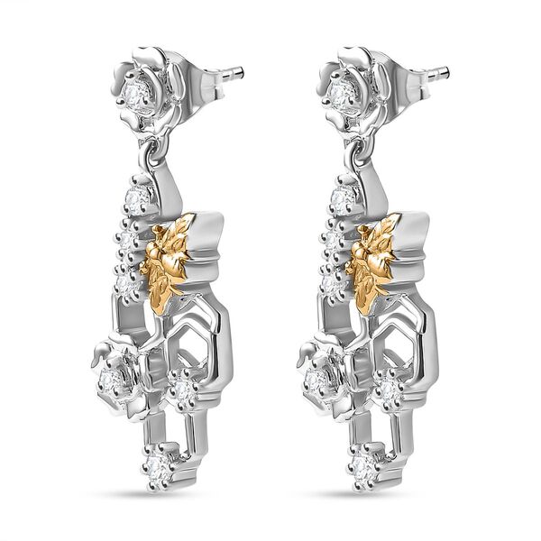 J Francis gefertigt mit SWAROVSKI Zirkonia Ohrringe 925 Silber Rhodiniert und 750 Gelbgold Vermeil 1.14 ct image number 4