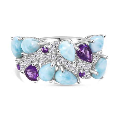 D'Joy Larimar, Afrikanischer Amethyst Ring 925 Silber rhodiniert (Größe 18.00) ca. 4,85 ct image number 0