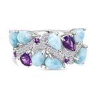 D'Joy Larimar, Afrikanischer Amethyst Ring 925 Silber rhodiniert (Größe 18.00) ca. 4,85 ct