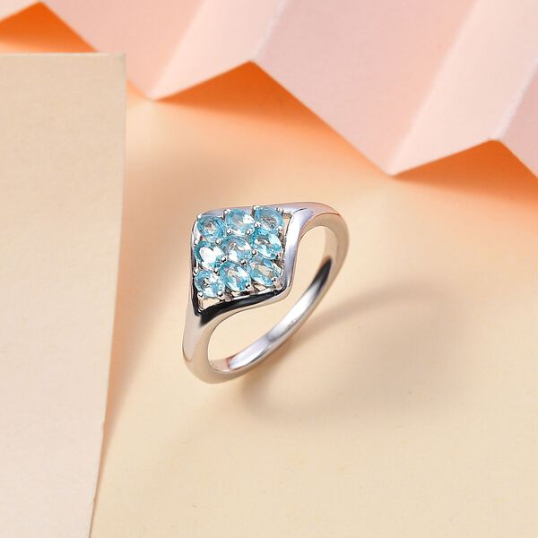 Paraiba-Apatit Ring 925 Silber platiniert (Gr&ouml;&szlig;e 18.00) ca. 0,73 ct image number 2