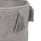 Aufbewahrungskorb aus 100 % Baumwolle mit Quasten, 45x45x30 cm, Grau image number 6