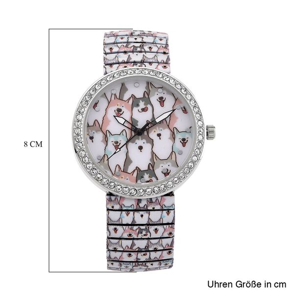 STRADA - Armbanduhr mit Katzenmotiv, Kristall-L&uuml;nette, Japanisches Uhrwerk, Edelstahlzugband, Reiner Edelstahl image number 8