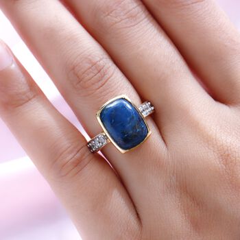 Nat&uuml;rlicher Tafelberg Shadowkite und wei&szlig;er Zirkon-Ring, 925 Silber vergoldet (Gr&ouml;&szlig;e 17.00) ca. 7,69 ct