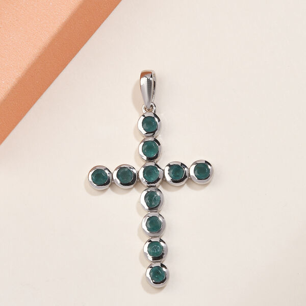 Grandidierit Kreuz-Anh&auml;nger, 925 Silber platiniert ca. 1.36 ct image number 3