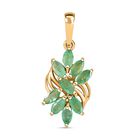Kagem Sambischer Smaragd Anhänger 925 Silber 750 Gelbgold Vermeil ca. 1,16 ct.