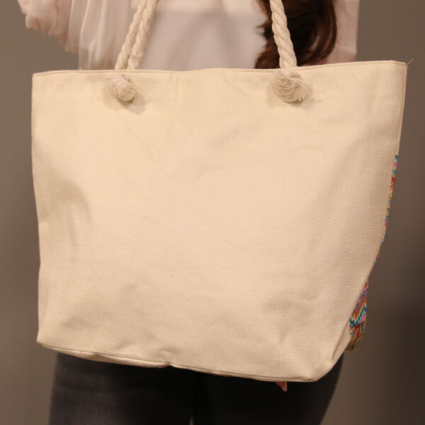 Jacquard Handtasche aus Jute mit Zig-Zag Muster, pastellfarben image number 5