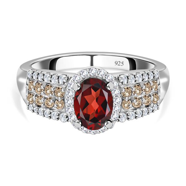 Anthill Granat und brauner und wei&szlig;er Zirkon-Ring- 1,66 ct.