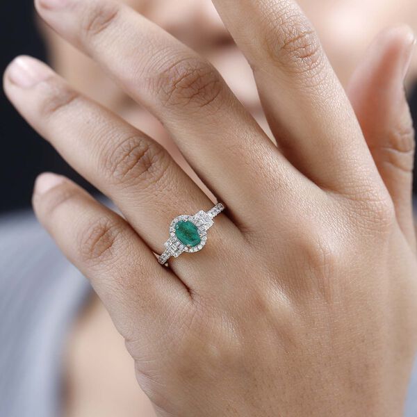 AAA Kagem sambischer Smaragd und Diamant Ring in 585 Gold - 1,02 ct. image number 3