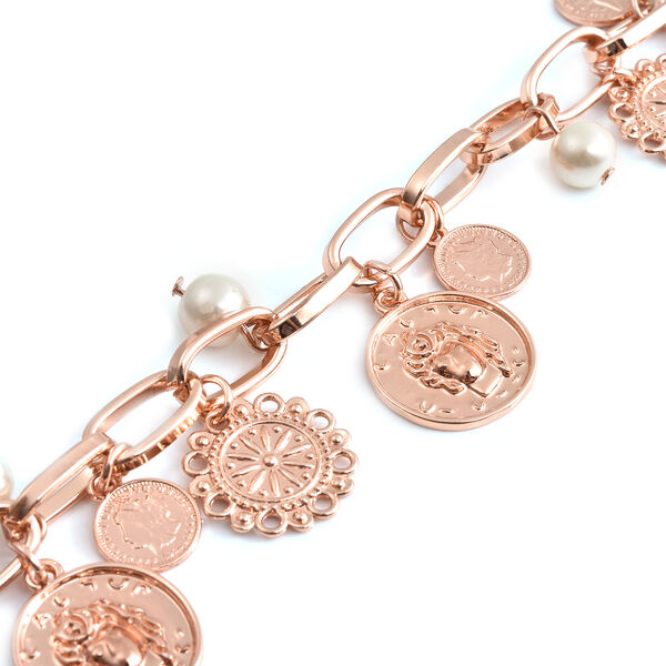 Wei&szlig;es Glasperlen Armband 19 cm ros&eacute;farben image number 4