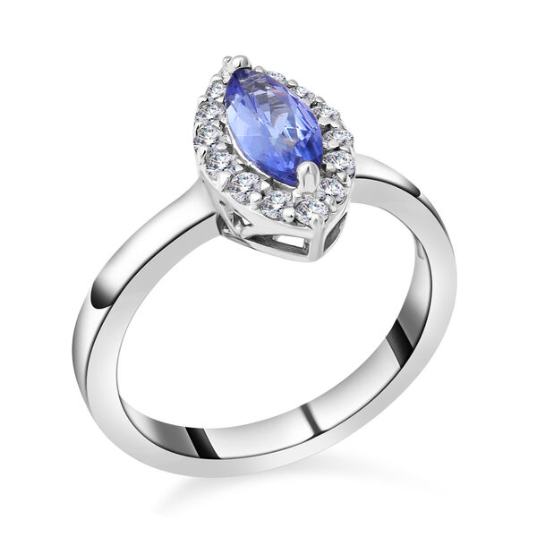 Tansanit und Zirkon-Ring, 925 Silber platiniert  ca. 1,24 ct image number 2