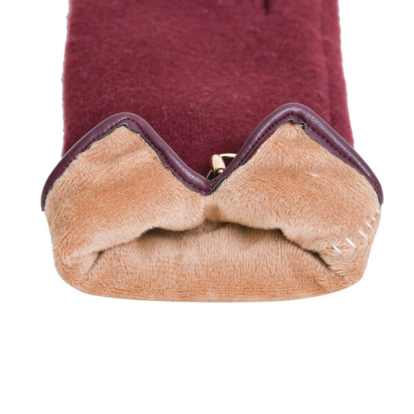 LA MAREY - Kaschmirwolle Handschuhe mit Schnalle, Gr&ouml;&szlig;e 23x9 cm, Weinrot image number 6