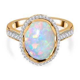 AAA natürlicher, äthiopischer Welo Opal und Zirkon-Ring - 4,33 ct.