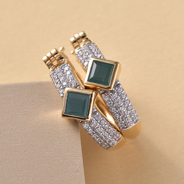 Grandidierit und Zirkon-Ohrringe, 925 Silber vergoldet ca. 1,23 ct image number 2