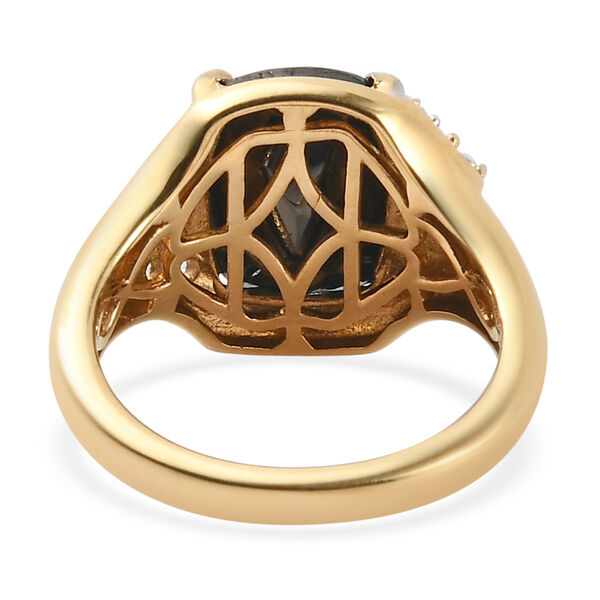 Elite Shungit und Zirkon Ring 925 Silber vergoldet image number 7