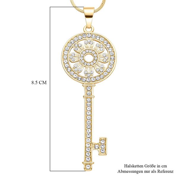 Wei&szlig;er Kristall-Anh&auml;nger mit Kette in Goldton - 1,50 ct. image number 4