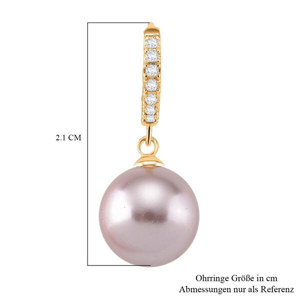 Lila Muschelkernperle und Zirkonia Ohrringe image number 6