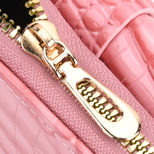Stilvolle Geldbörse mit Krokodilprägung und RFID-Schutz, 11×8cm, Rosa image number 5