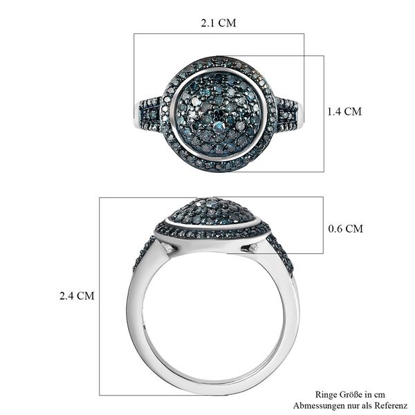 Blauer Diamant Ring, 925 Silber platiniert, (Gr&ouml;&szlig;e 19.00), ca. 0.75 ct image number 7