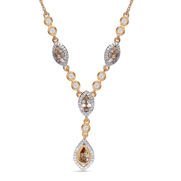 AAA Turkizit und Zirkon-Halskette, 45 cm - 3,74 ct.