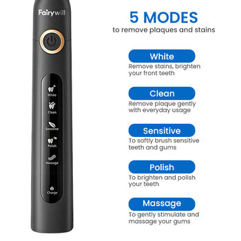 Elektrische Zahnb&uuml;rste mit Reisetasche und 8 B&uuml;rstenk&ouml;pfe, Gr&ouml;&szlig;e 23x2,5 cm, Schwarz