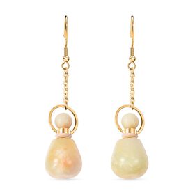 Gelbe Amazonit Ohrringe, Edelstahl ca. 39.00 ct