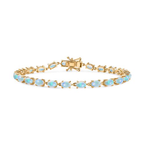 AA Natürlicher, äthiopischer Welo Opal Armband ca. 20 cm 925 Silber vergoldet ca. 6,62 ct. image number 0