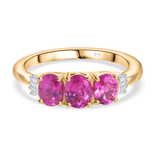 AAA Rubin, Weißer Diamant Ring 375 Gold (Größe 17.00) ca. 1,30 ct image number 0