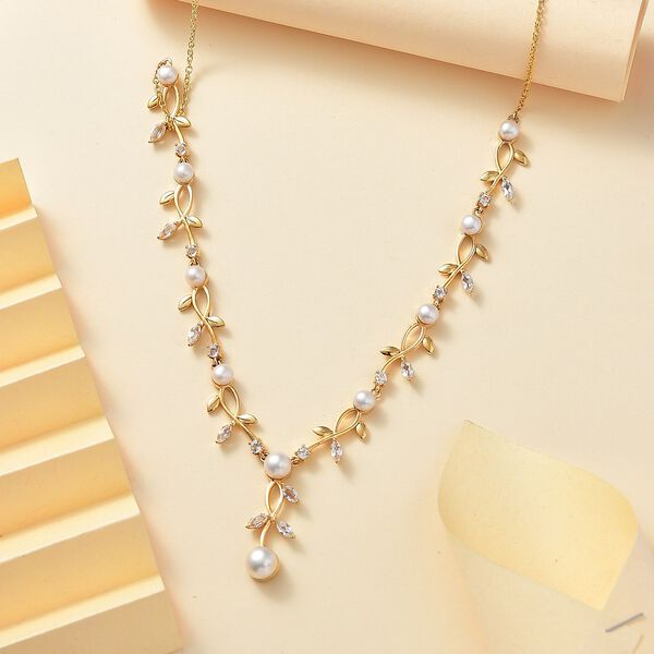 S&uuml;&szlig;wasser Perle Halskette ca. 45 cm vergoldet image number 2