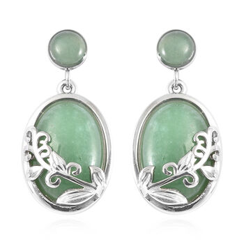 Gr&uuml;ne Aventurin-Ohrringe, Edelstahl ca. 28,00 ct