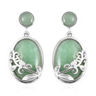 Grüne Aventurin-Ohrringe, Edelstahl ca. 28,00 ct