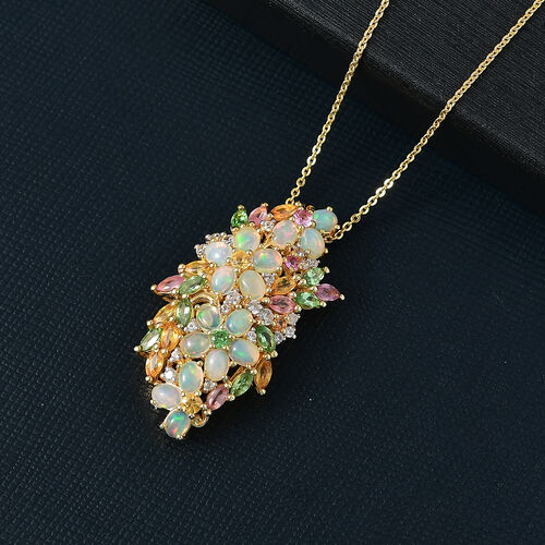 D’joy AA Natürlicher, äthiopischer Welo Opal, Rosa Saphir Schmuckset 925 Silber 750 Gelbgold Vermeil ca. 4,58 ct. image number 1